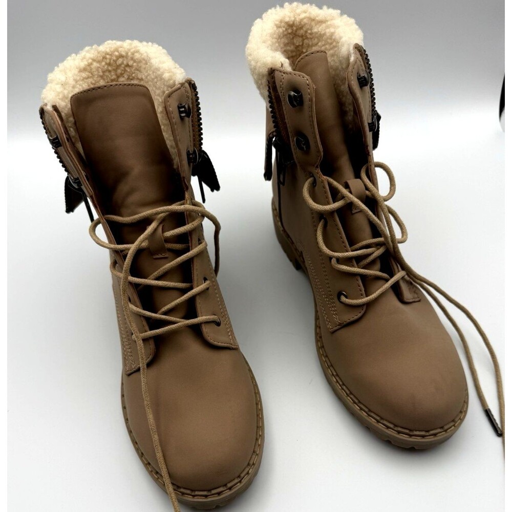 Just Fab Illona Combat Boots, Color Dark Beige, Size 10, Excellent condition!